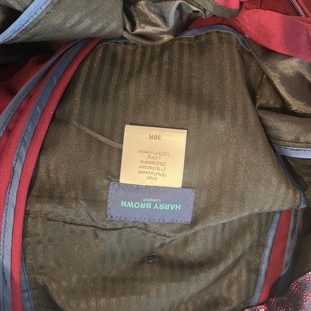 Luxurious Red Suit with Notched Lapel and Textured Fabric - Picture 4 of 10